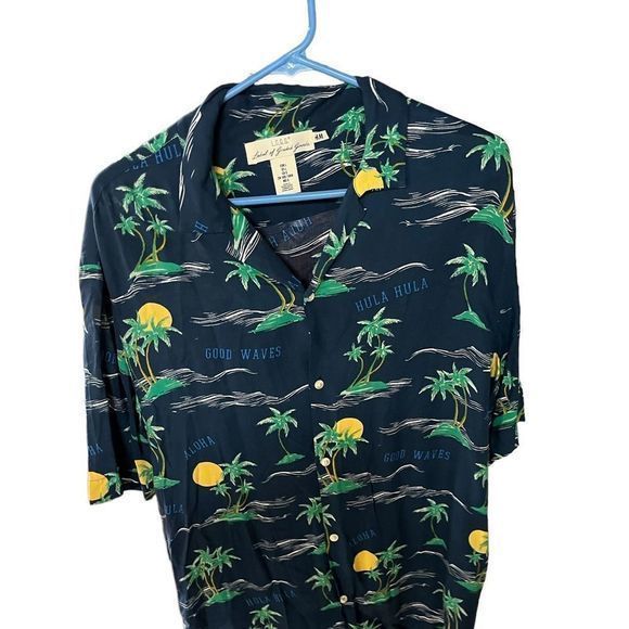 Mens H&M tropical‎ print button down shirt size large - Picture 1 of 5